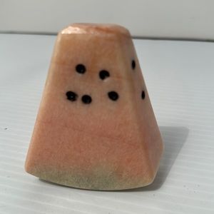 Vintage Italian Alabaster Watermelon Slice Marble Stone Fruit Paperweight MCM